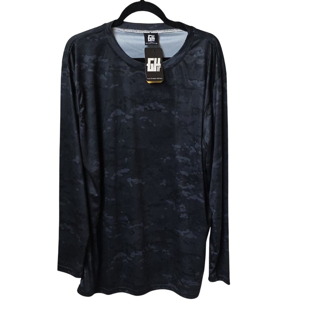 GH Greater Half Black Camouflage Long Sleeve Shirt Mens 2XL NEW